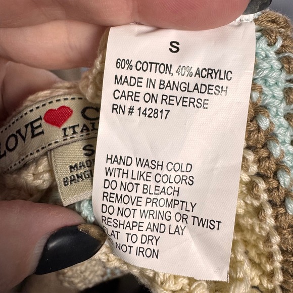 Knit Cropped Tank Striped S Boho Festival Summer Sheer Beach Clean Girl Beige - Picture 9 of 9